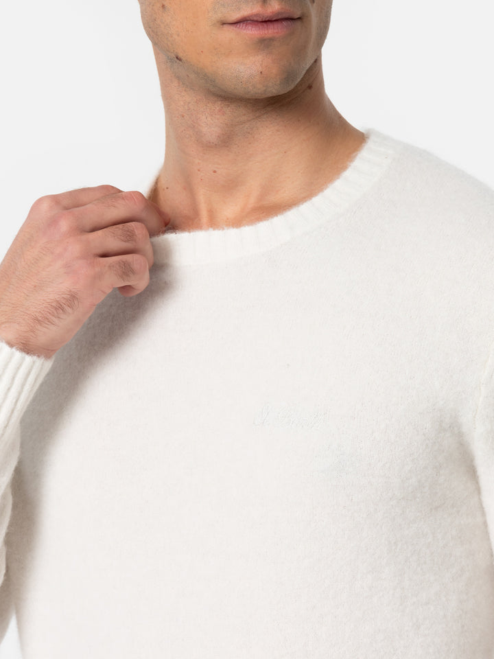 Man white crewneck stretch sweater Regent - MC2 Saint Barth