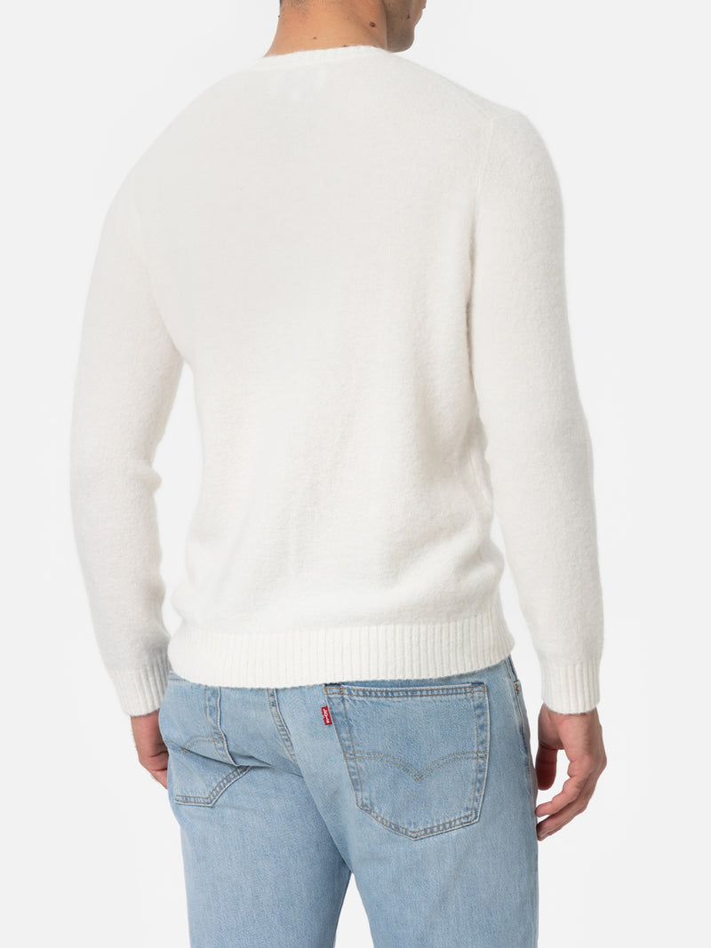 Man white crewneck stretch sweater Regent