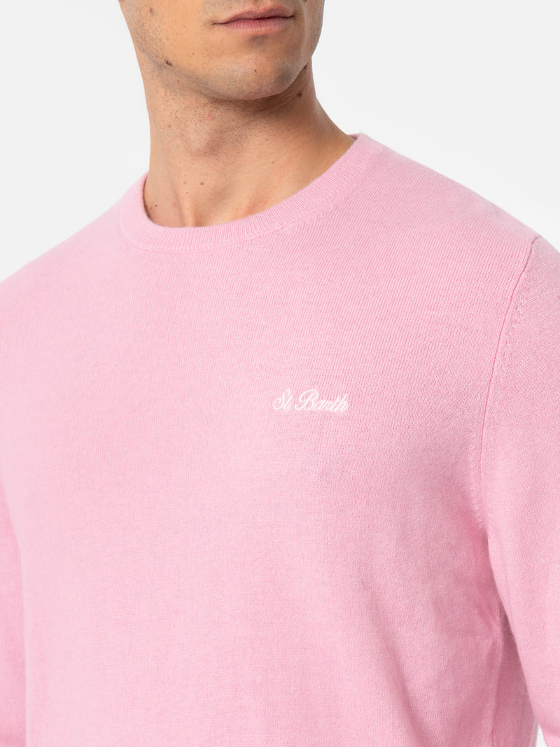 Maglione girocollo in misto cashmere rosa da uomo Regent