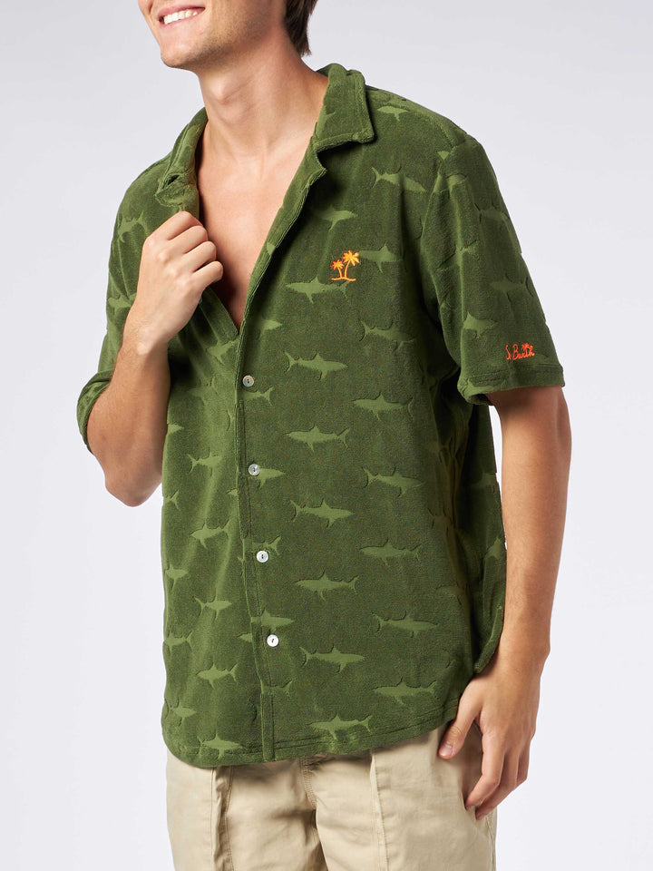 Man military green terry shirt Riviera - MC2 Saint Barth