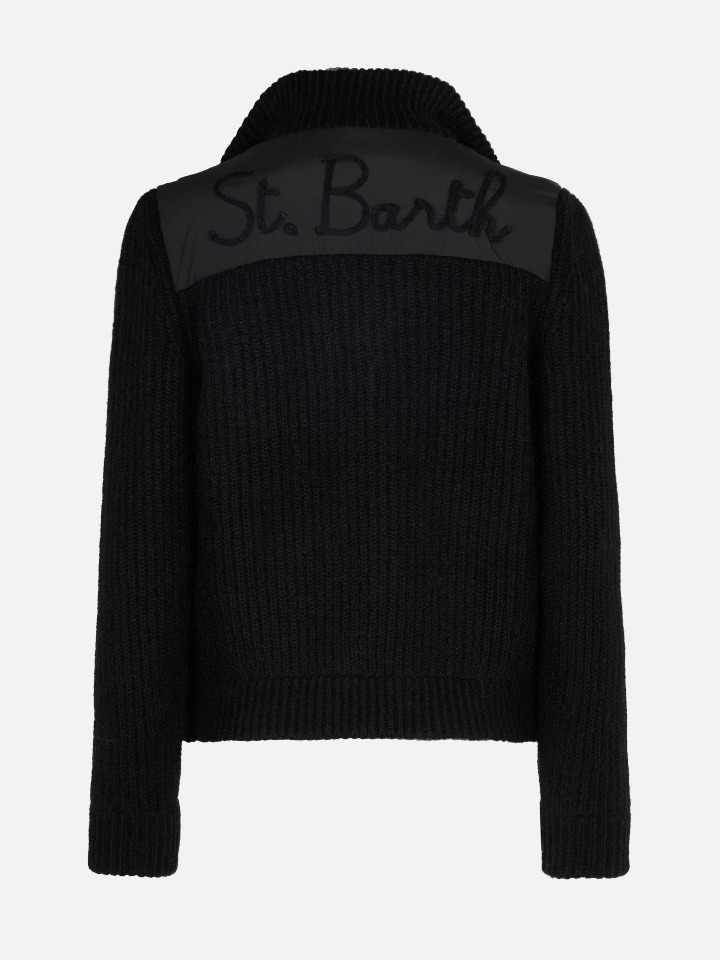 Woman padded jacket with knitted sleeves - MC2 Saint Barth