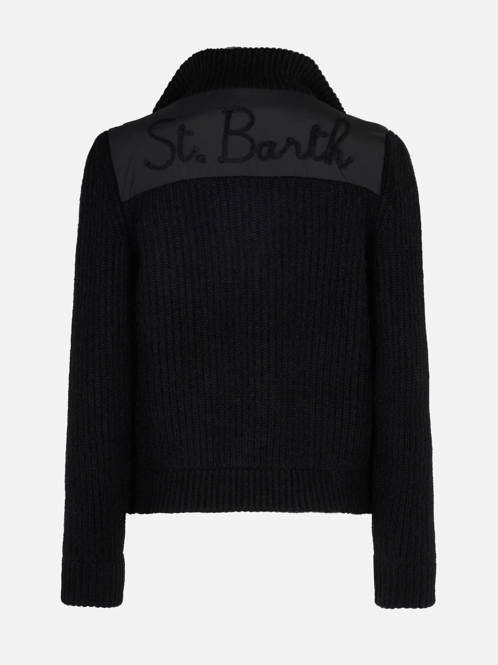 Woman padded jacket with knitted sleeves - MC2 Saint Barth