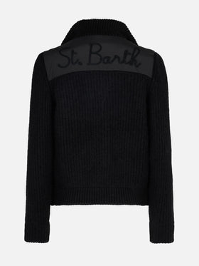 Woman padded jacket with knitted sleeves - MC2 Saint Barth