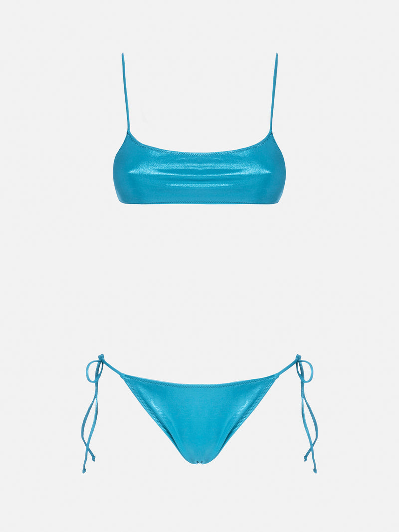 Bikini da donna a bralette lamina verde acqua Sadie Marielle