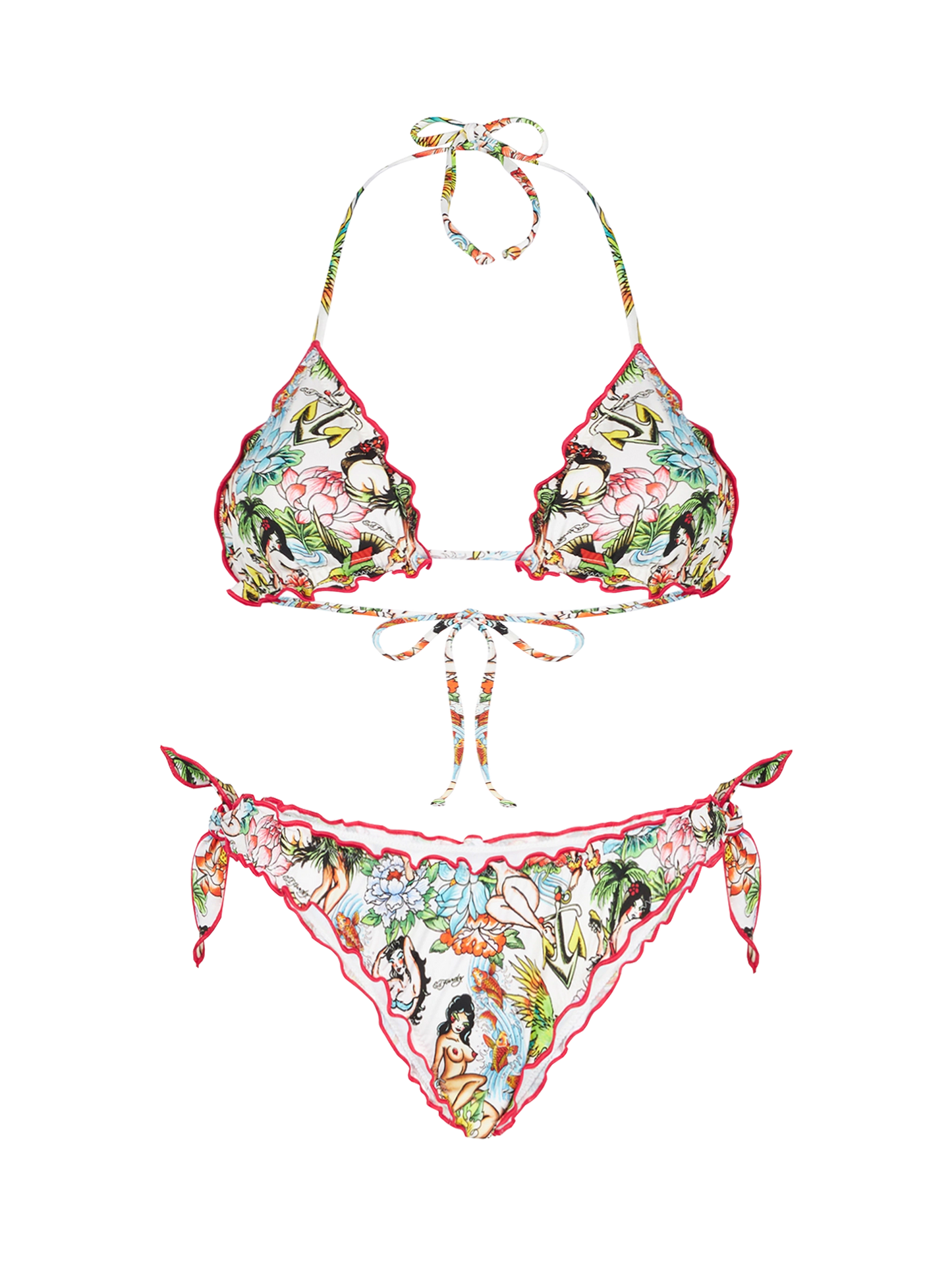 Bikini da donna a triangolo con stampa tattoo