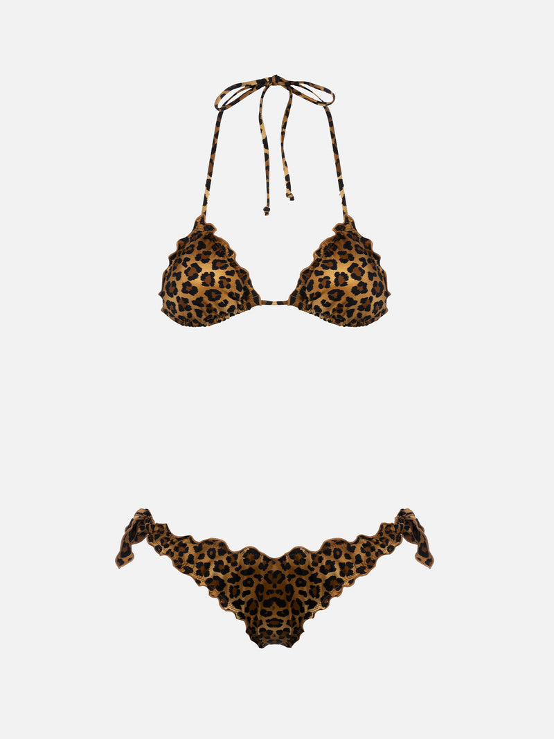 Klassischer Damen-Triangel-Bikini mit Animalier-Motiv Sarius