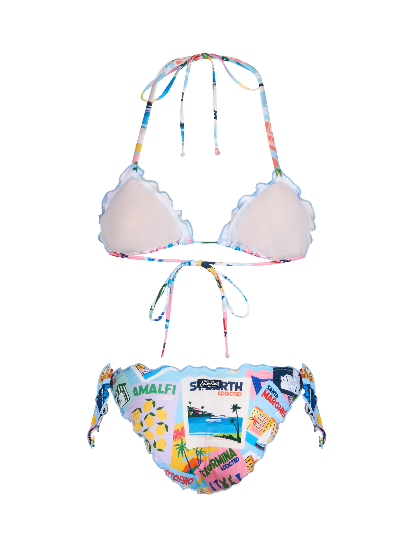 Klassischer Damen-Triangel-Bikini mit Postkartendruck Sarius