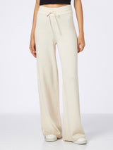 Knitted off white palazzo pants