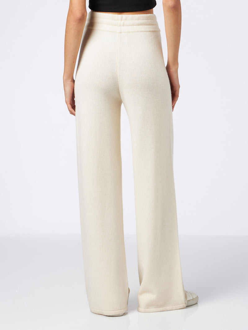 Woman off-white cashmere blend palazzo pants