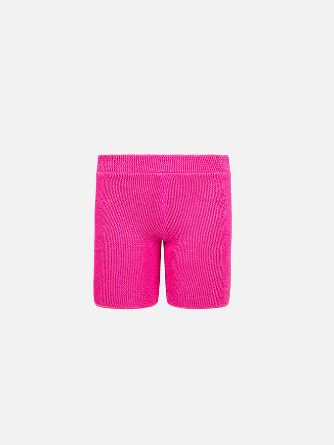 Mc2 Saint Barth Pantaloncini crinkle rosa da bambina Kira W Jr