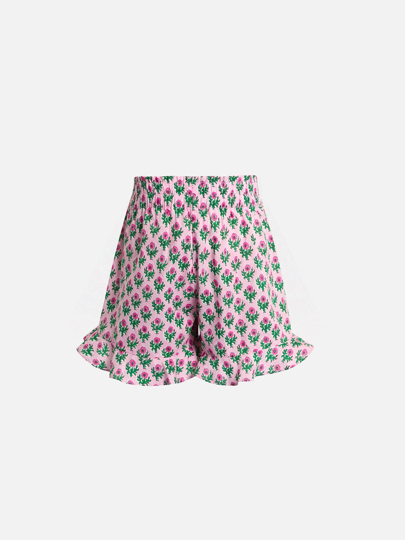 Girl cotton ruffled shorts Ander P with flower print - MC2 Saint Barth