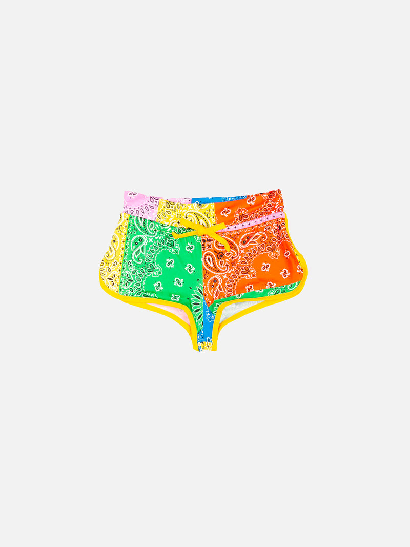 Mädchen-Strandshorts mit Bandana-Print