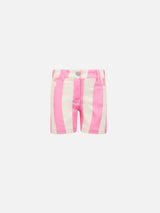 girl-pink-striped-denim-bermuda-cancun