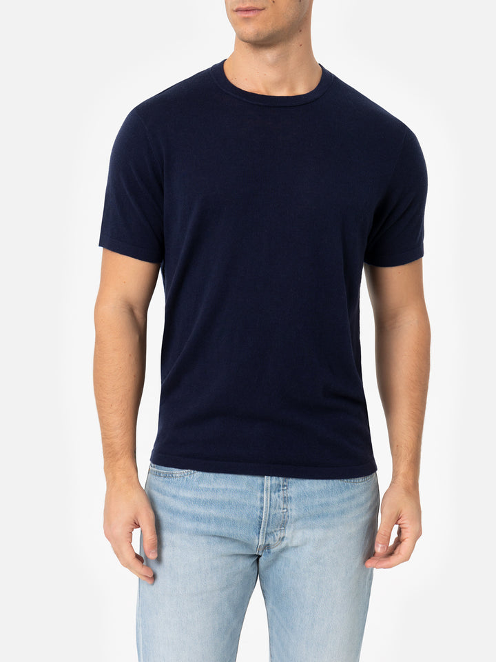 Man navy blue cashmere blend t-shirt Scott - MC2 Saint Barth