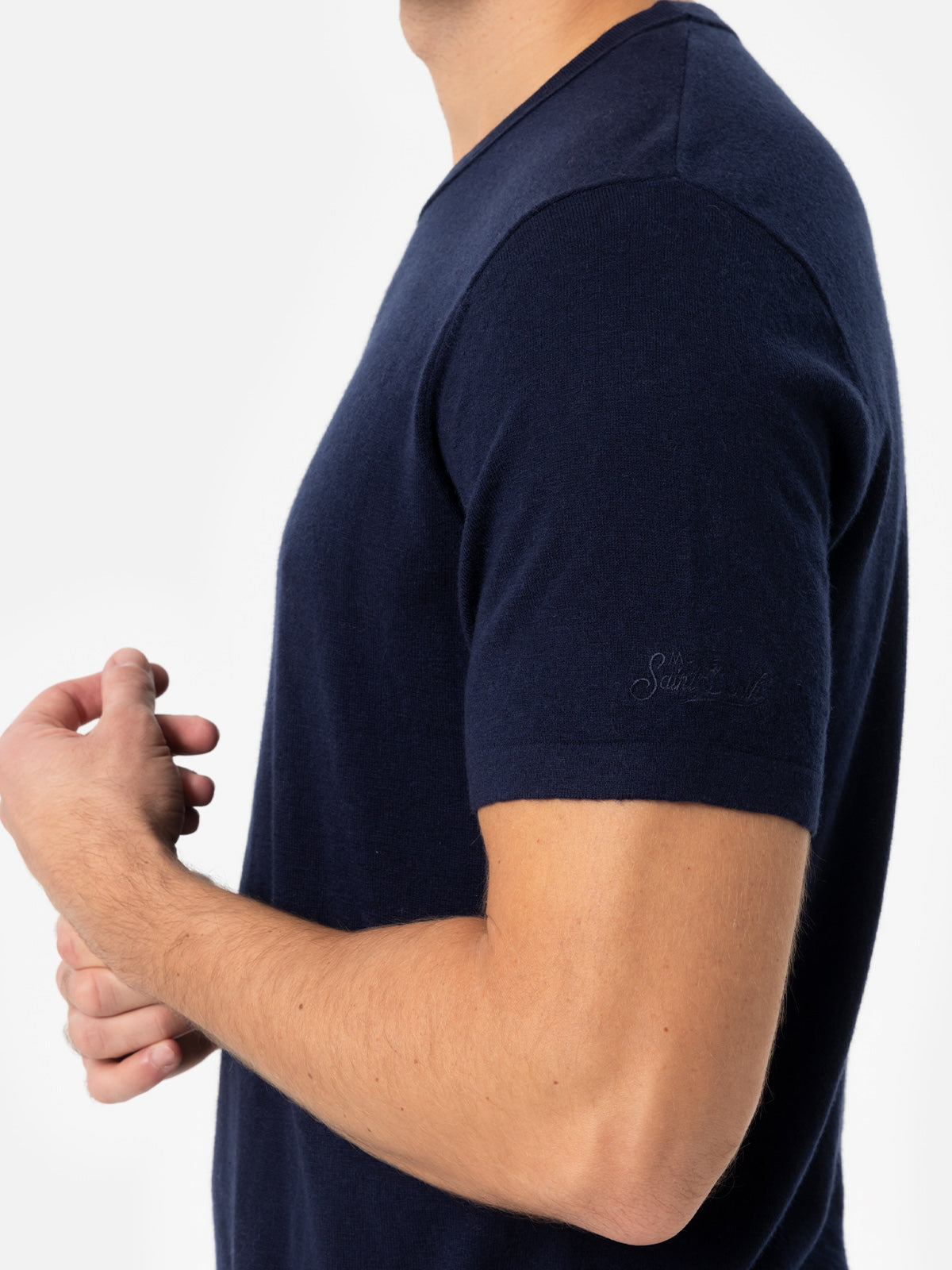 T-Shirt Manica Corta In Cotone Supima Slim Fit Colore Blu Made In Italy - Antica Sartoria Napoletana - Foto 9