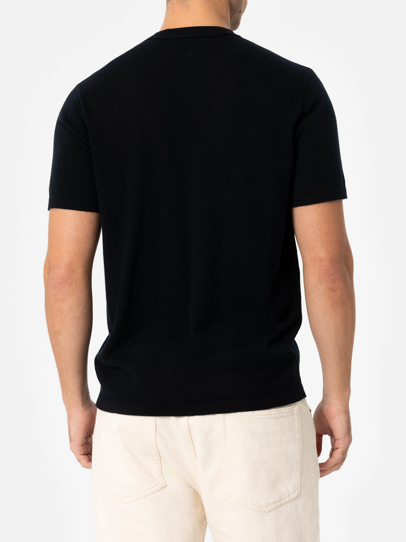 T-shirt da uomo in misto cashmere nero Scott