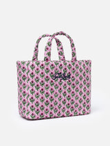 Gesteppte Soft Tote Mid Bag mit rosa Blumenmuster