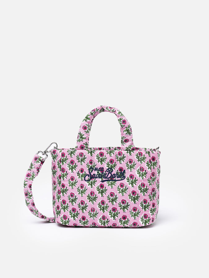 Mc2 Saint Barth Borsa Soft Tote Mini trapuntata a fiori rosa