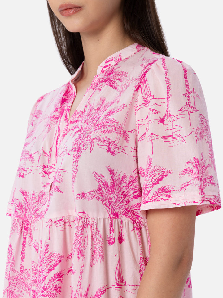 Woman cotton voile short dress Siara with toile de jouy print - MC2 Saint Barth