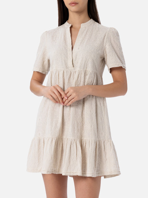 Woman Sangallo lace cotton short dress Siara - MC2 Saint Barth