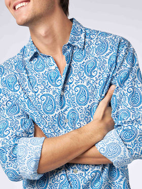 Man muslin cotton Sikelia shirt with paisley print - MC2 Saint Barth
