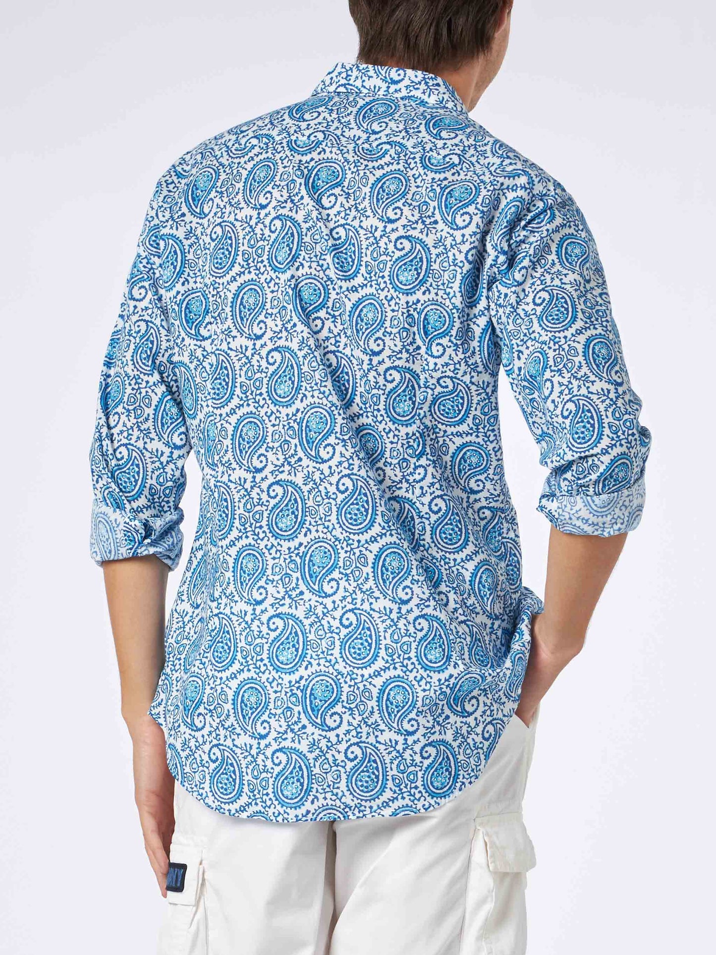 Man muslin cotton Sikelia shirt with paisley print - MC2 Saint Barth