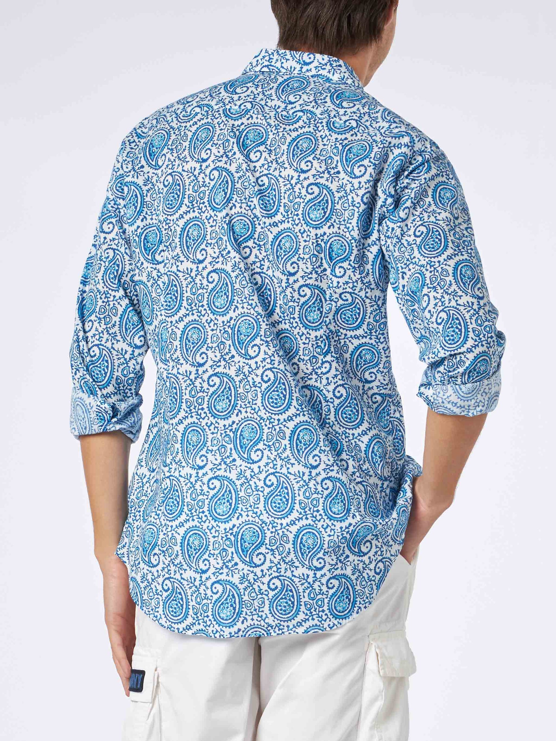 Man muslin cotton Sikelia shirt with paisley print - MC2 Saint Barth