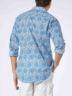 Man muslin cotton Sikelia shirt with paisley print - MC2 Saint Barth