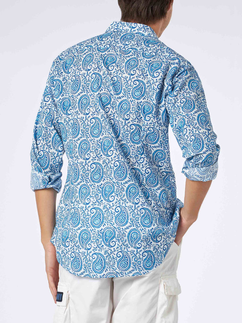 Camicia da uomo Sikelia in mussola di cotone con stampa paisley