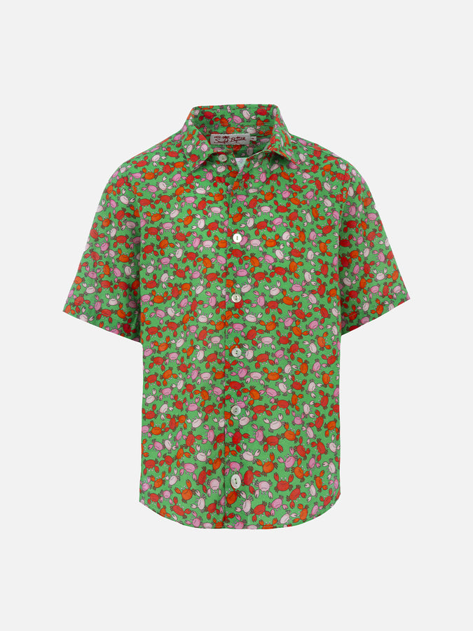 Mc2 Saint Barth Boy muslin cotton shirt Sharouk with crabs print