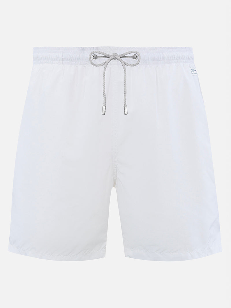 Man lightweight fabric white swim shorts Lighting Pantone | PANTONE® SPECIAL EDITION