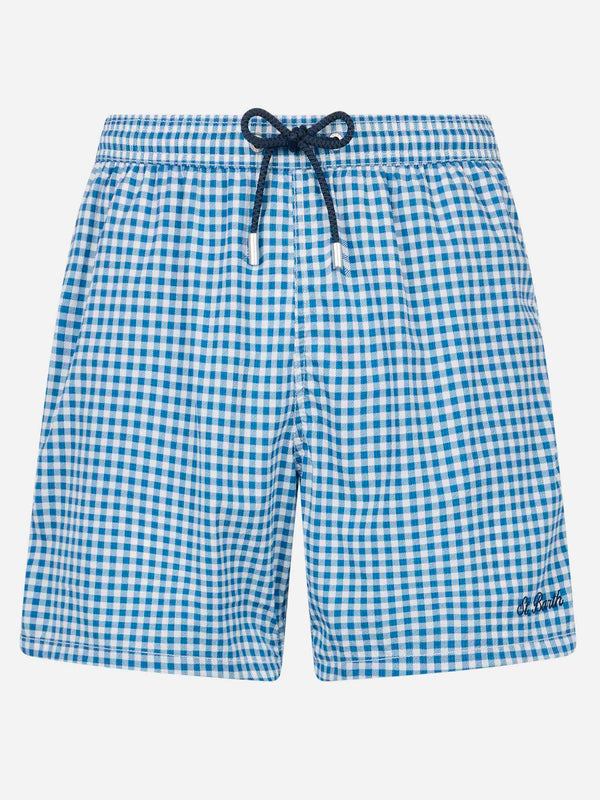 Herren-Badeshorts aus Seersucker-Karomuster Patmos