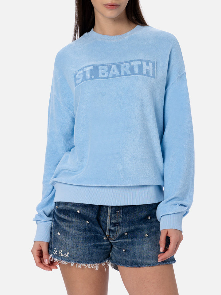 Sudadera Stardust de mujer en rizo de algodón azul claro 