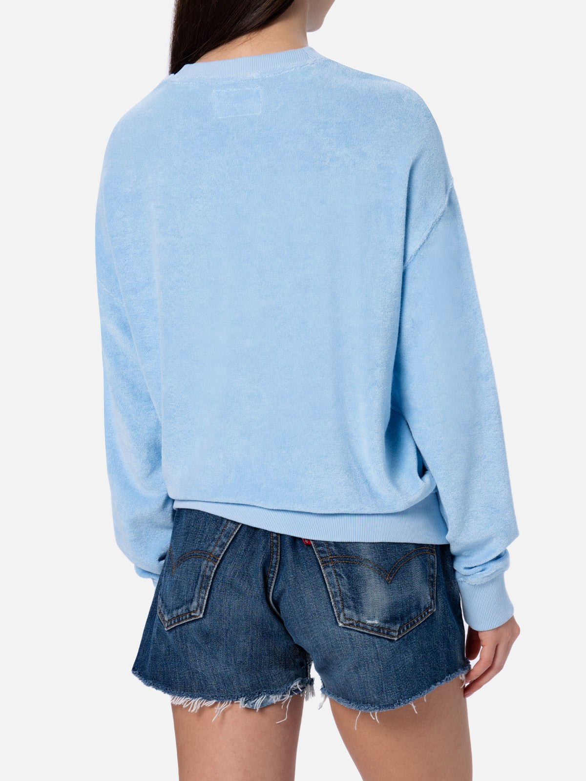 Sudadera Stardust de mujer en rizo de algodón azul claro 