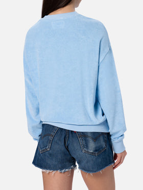 Sudadera Stardust de mujer en rizo de algodón azul claro 