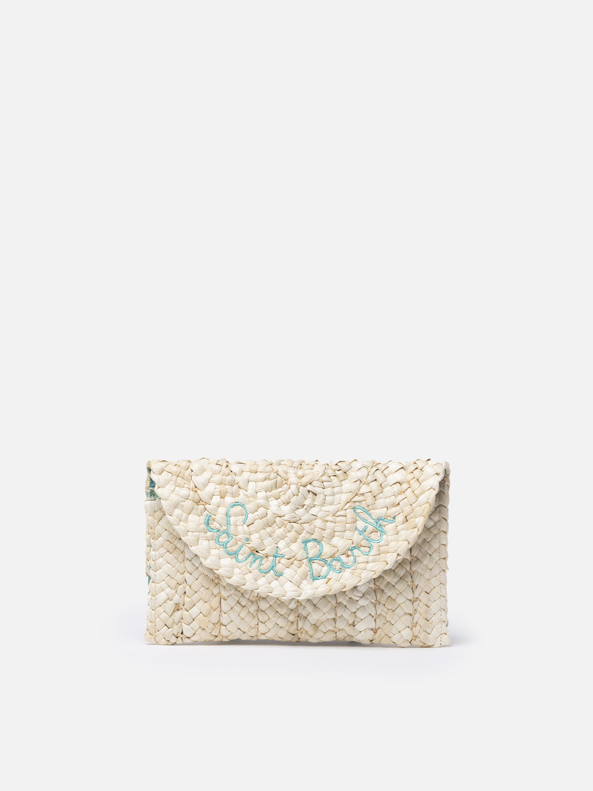 Clutch Envelope de paja con bordado Saint Barth 