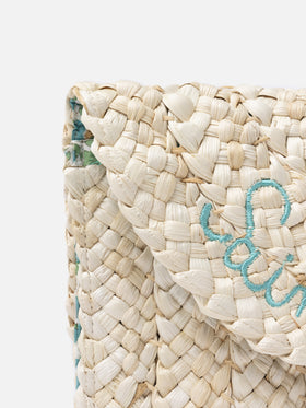 Clutch Envelope de paja con bordado Saint Barth 