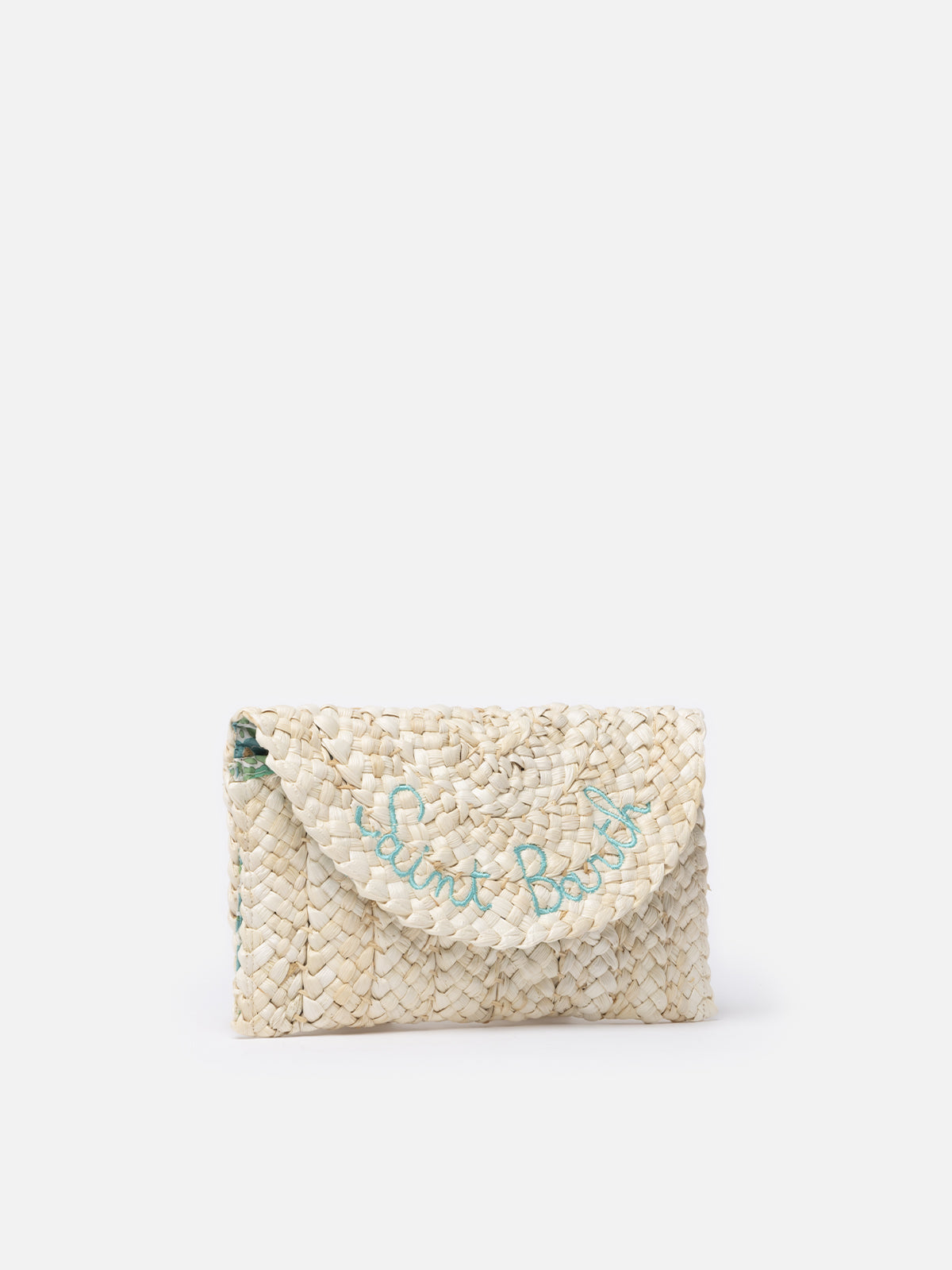 Clutch Envelope de paja con bordado Saint Barth 