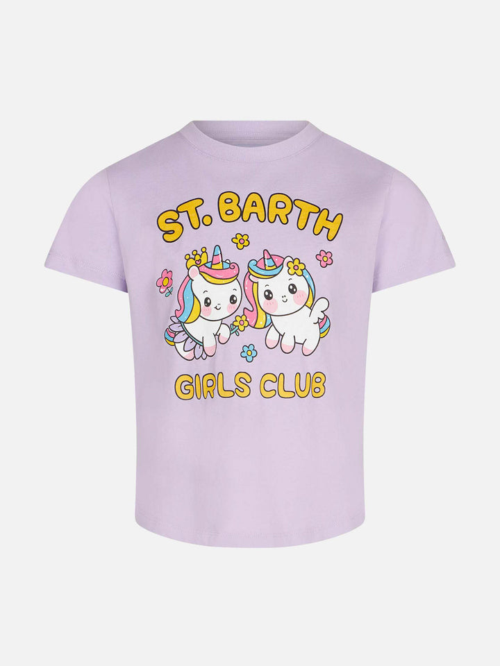 Girl t-shirt with St. Barth Girls Club and unicorns print - MC2 Saint Barth
