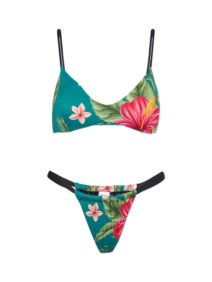 Bikini da donna a fascia con stampa tropicale