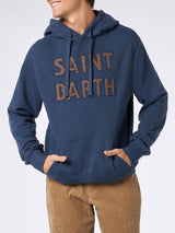 Herrenblauer Kapuzenpullover mit Saint-Barth-Aufnäher