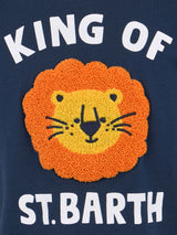 Baumwoll-T-Shirt für Jungen mit Frottee-Aufnäher „King of St. Barth“.