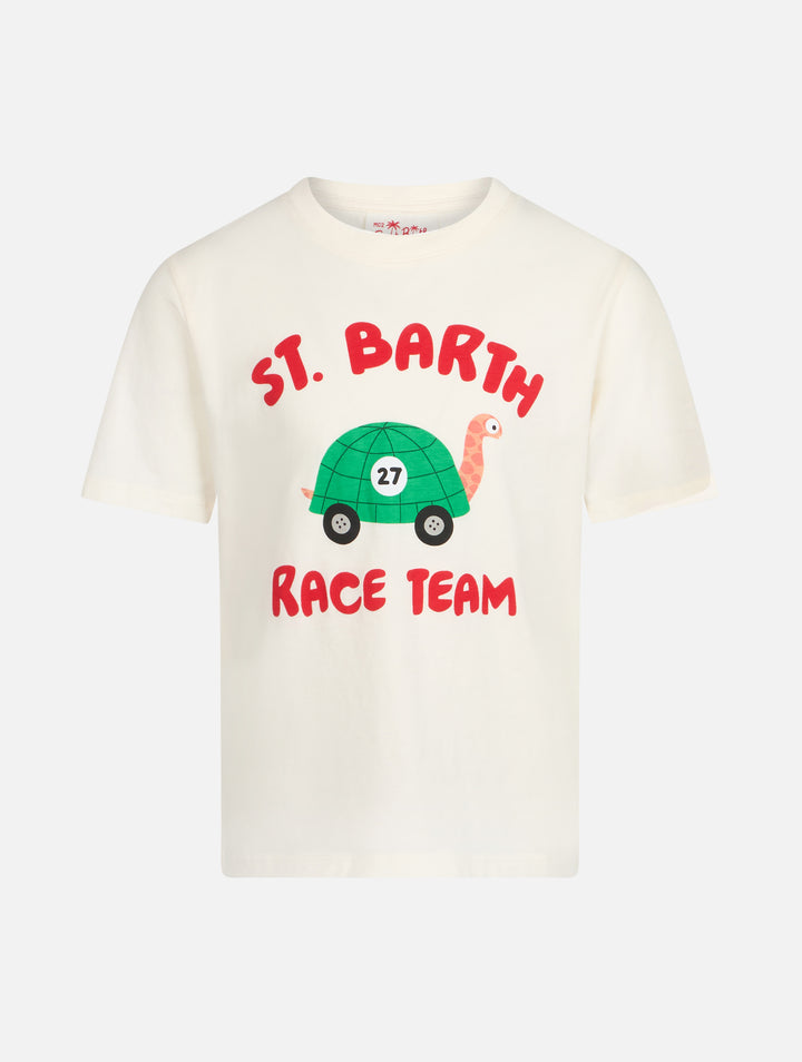 Boy cotton t-shirt with St. Barth race team print - MC2 Saint Barth