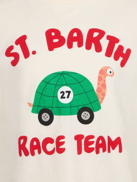 Boy cotton t-shirt with St. Barth race team print - MC2 Saint Barth