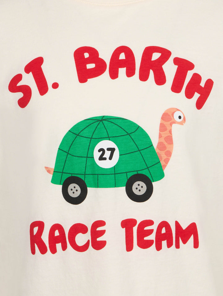 Boy cotton t-shirt with St. Barth race team print - MC2 Saint Barth