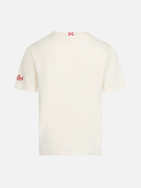 Boy cotton t-shirt with St. Barth race team print - MC2 Saint Barth
