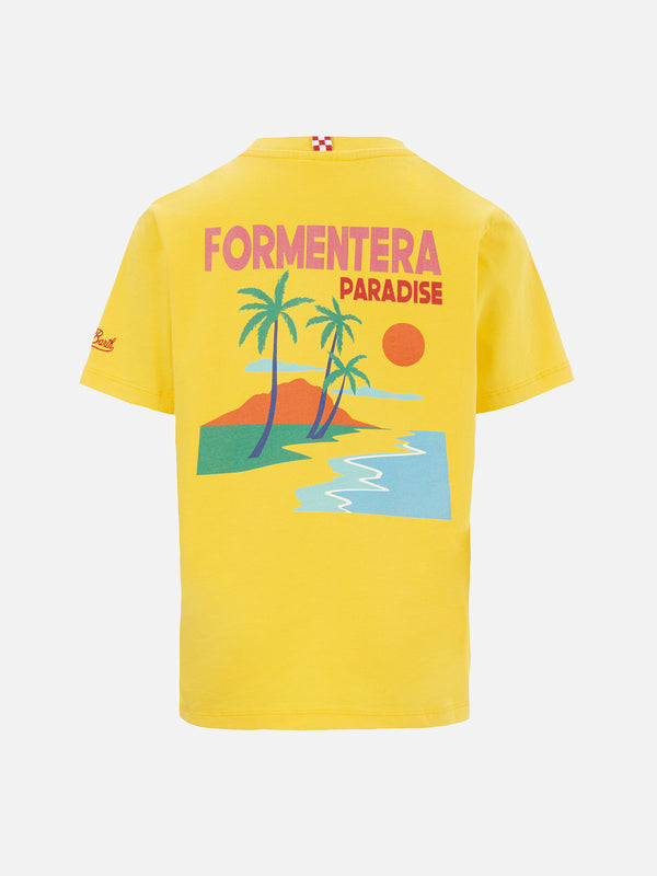Boy cotton t-shirt with Formentera postcard print