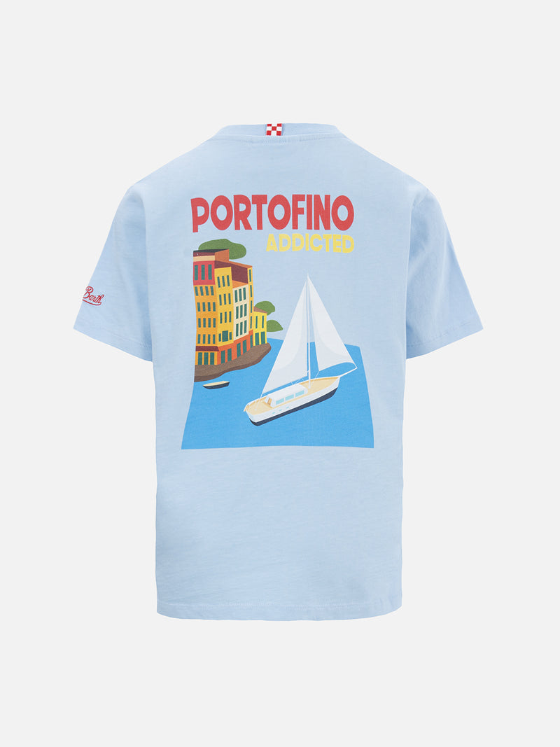 Baumwoll-T-Shirt für Jungen mit Postkarten-Print „Portofino Addict“.