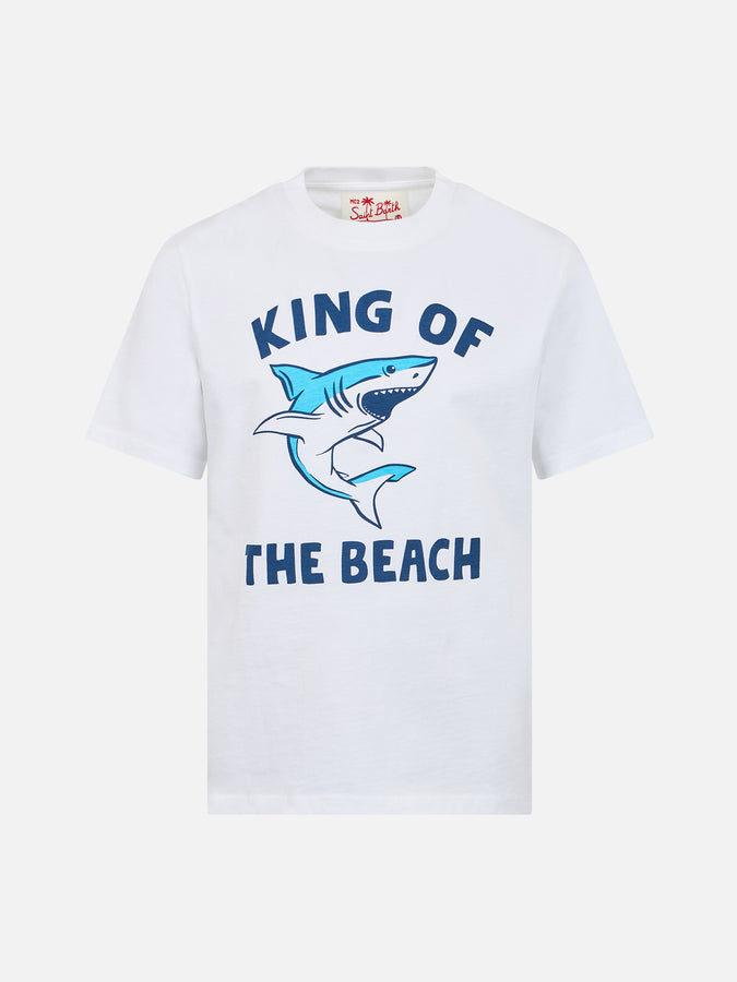 Mc2 Saint Barth T-shirt da bambino in cotone con stampa dello squalo King of the Beach