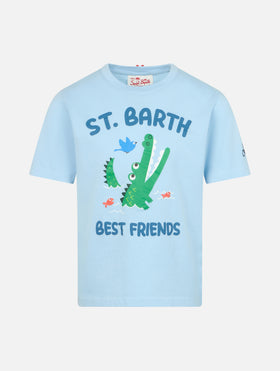 Boy cotton t-shirt with St. Barth best friends croco print - MC2 Saint Barth